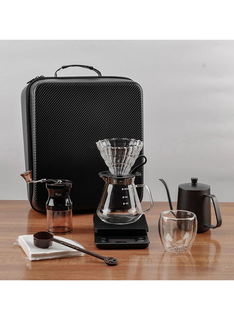 BlueFire V60 Pour Over Coffee Maker Set – Portable Manual Coffee Kit with Gooseneck Kettle, Digital Scale, Glass Dripper, Double-Wall Mug, Manual Grinder, 100 Filters & Travel Case – Perfect for Camping, Travel & Home Brewing – Ideal Gift for Coffee Enthusiasts - Image 3