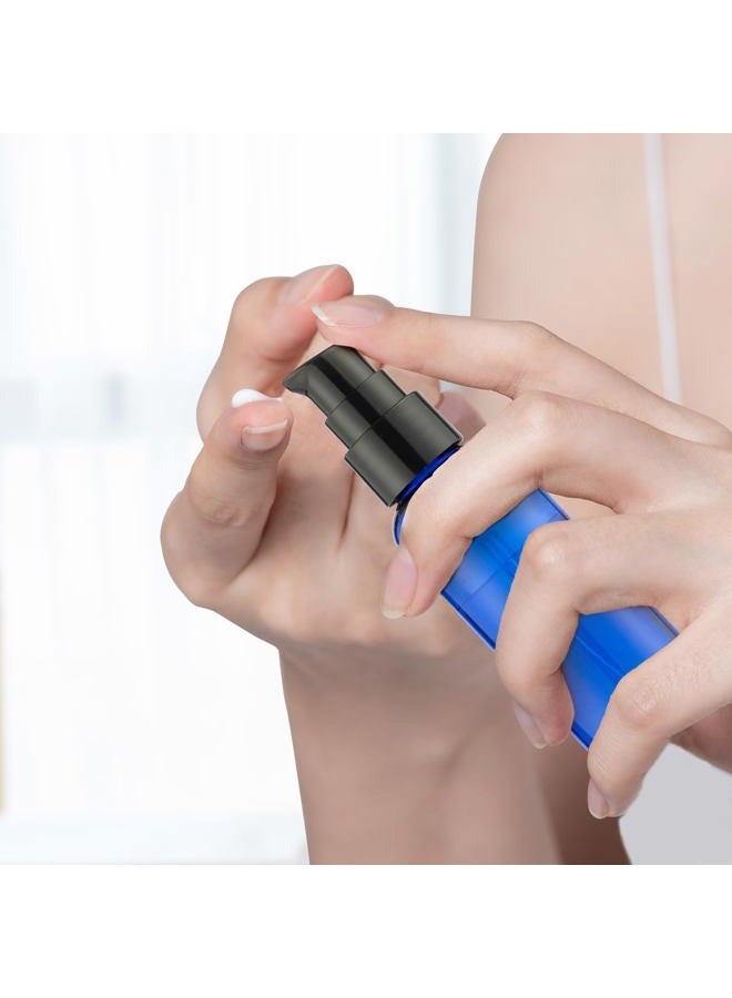 OKAY 10pcs Travel Pump Bottles for Toiletries, 2oz Small Plastic Refillable Soap Dispenser with Black Pump for Lotion Shampoo Oil, Blue - Image 5