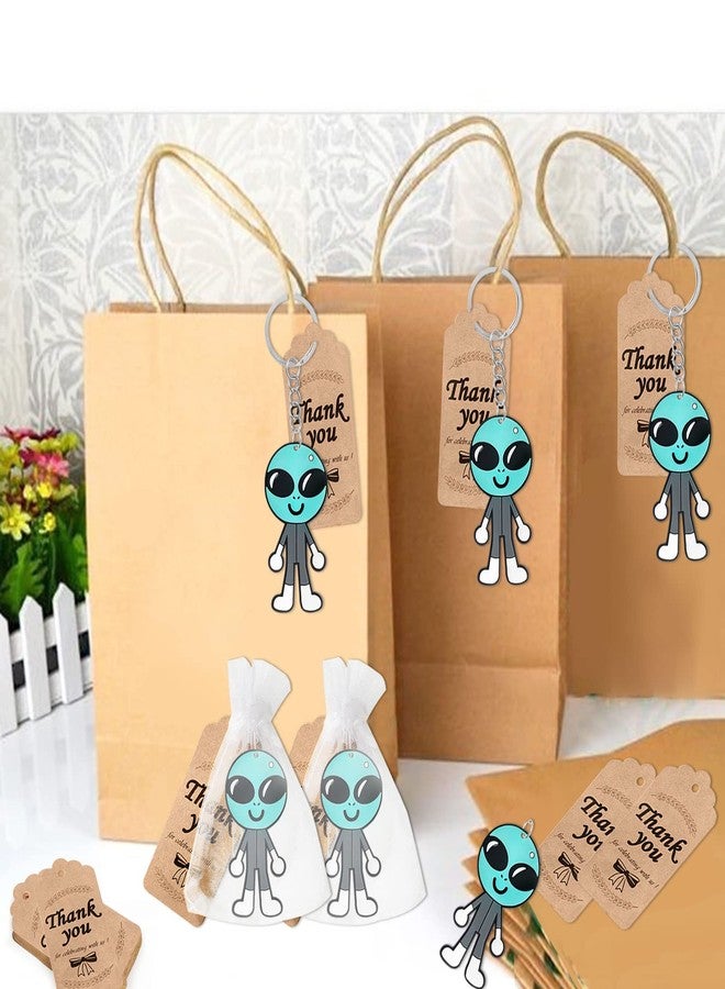 CiciBear 60 Pack Outer Space Party Decorations for Guests, 20 Alien Keychains, 20 Tags and 20 Gift Bags for Baby Shower, Kids Birthday Party Favor, School Carnival Rewards - Image 2