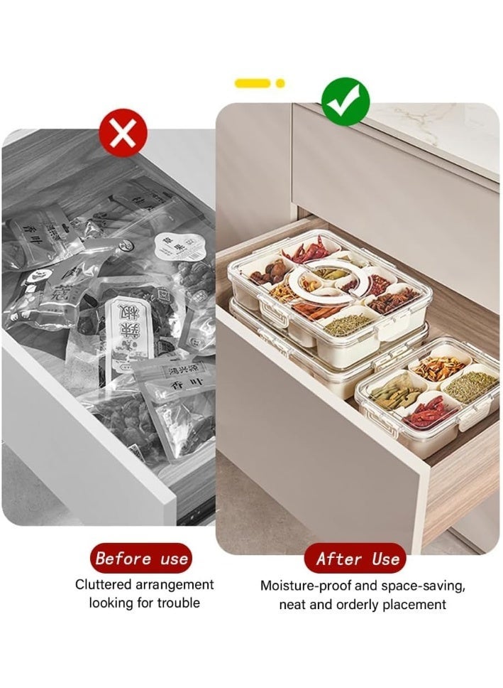 MostNow Snack Tray with Lid, Divided Serving Tray with Lid and Handle, Veggie Tray Fruit Tray, Snackle Box Charcuterie Container, Plastic Food Storage Organizer for Snack, Fruits, Veggie, Candy, Nut, Picnic - Image 3