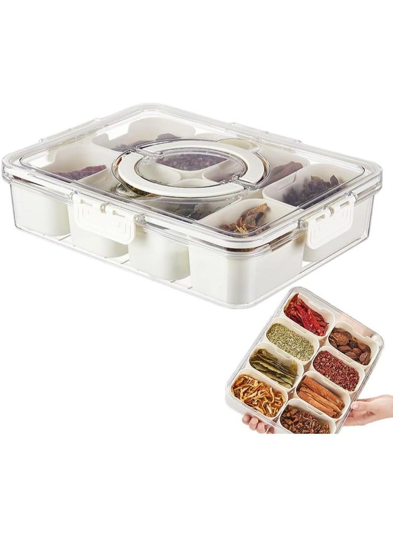 MostNow Snack Tray with Lid, Divided Serving Tray with Lid and Handle, Veggie Tray Fruit Tray, Snackle Box Charcuterie Container, Plastic Food Storage Organizer for Snack, Fruits, Veggie, Candy, Nut, Picnic - Image 1