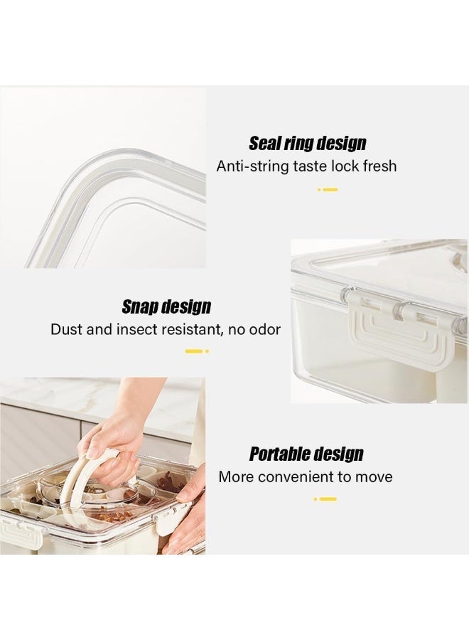 MostNow Snack Tray with Lid, Divided Serving Tray with Lid and Handle, Veggie Tray Fruit Tray, Snackle Box Charcuterie Container, Plastic Food Storage Organizer for Snack, Fruits, Veggie, Candy, Nut, Picnic - Image 2