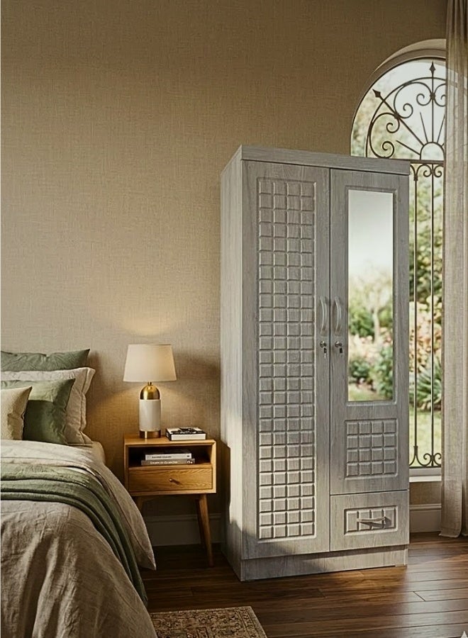 SULSHA Compact 2 Door Wooden Wardrobe Cabinet Cupboard Engineered Wood Perfect Modern Stylish Heavy Duty With Mirror - Image 1
