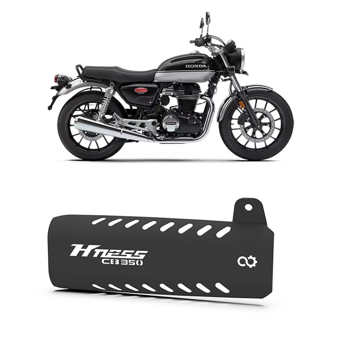KONNEN Exhaust Guard | Heat Shield Cover | Exhaust Protector Compatible with Honda H'ness CB350 (Black) (Pack of 1) - Image 1