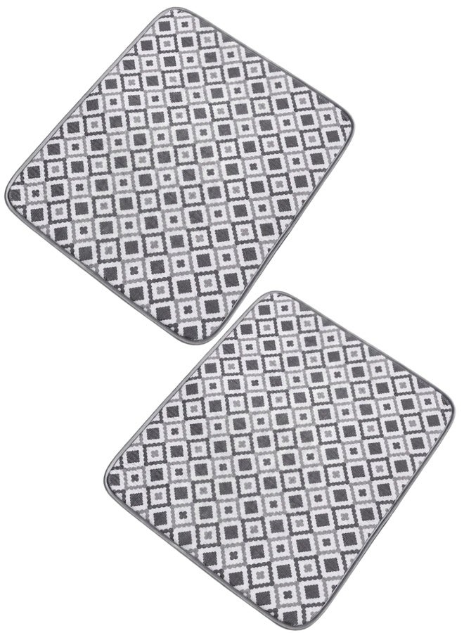 2-Piece Microfiber Dish and Utensil Drying Mat Set, 40 x 50 cm - Drying mat for dishes, cups, plates, spoons, forks, and kitchen utensils. Quick-drying and machine washable. Cushioned surface to protect glassware and utensils. Space-saving design in assorted colors and patterns. - Image 1