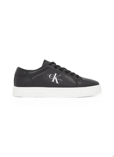 Calvin Klein Jeans Men's Leather Sneakers -  recycled and bio-based blend leather upper , Black