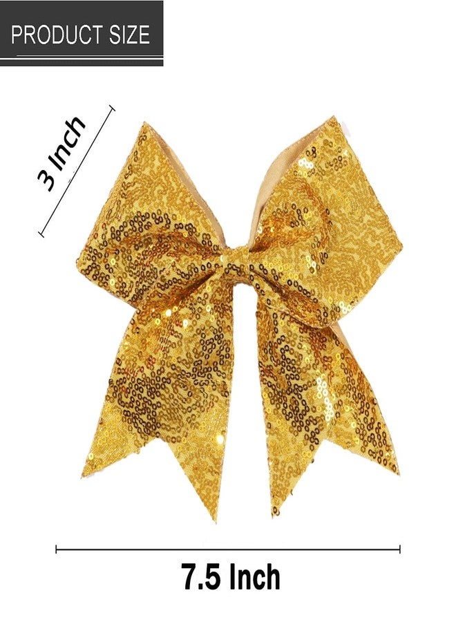 Hipcheer 2 Packs Jumbo Gold Cheerleading Bow 8 Inch Large Cheer Hair Bows with Alligator Clips for Teen Girls Softball Outfit Uniform (Sequin Gold) - Image 5