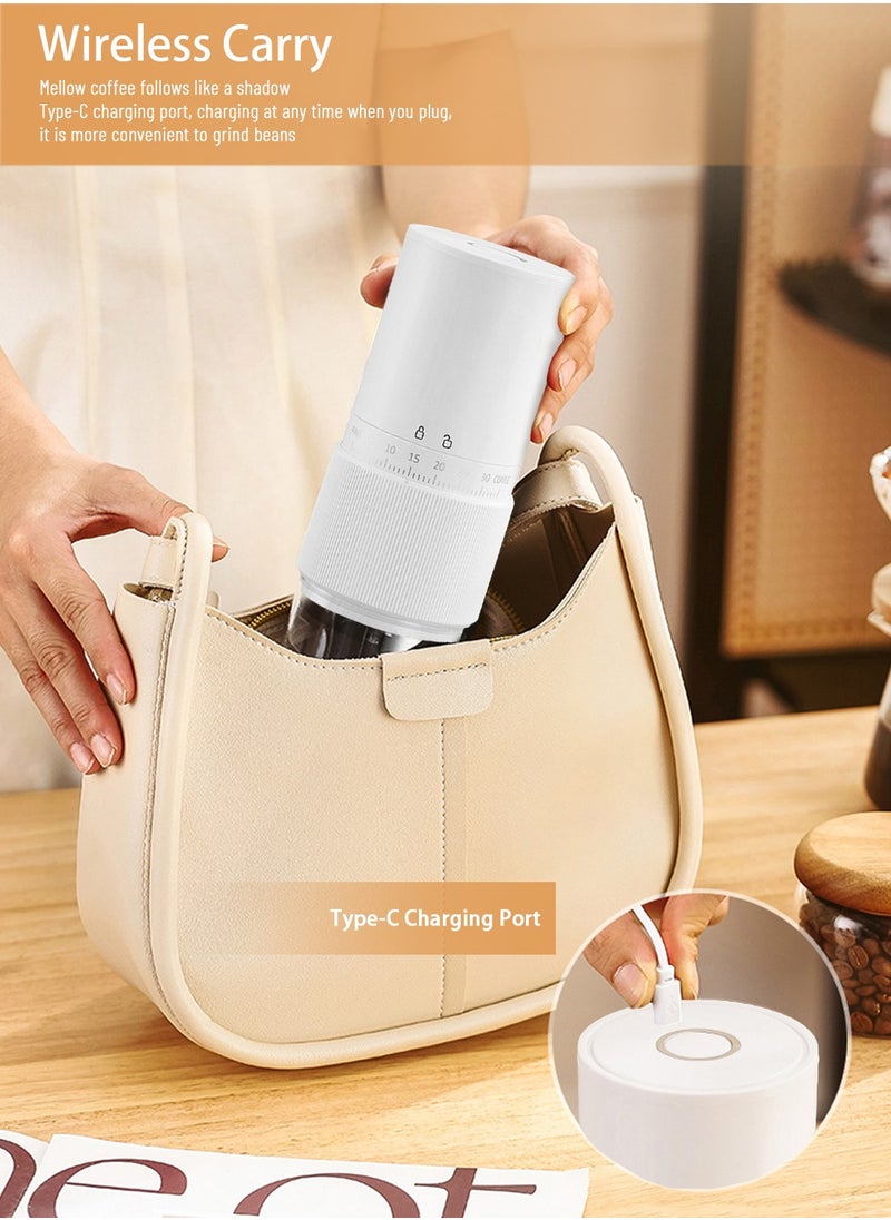 EqiEch Electric Coffee Grinder with 30 External Adjustable Settings, Rechargeable Automatic Coffee grinder with 25g Capacity,Conical Burr Coffee Grinder with Crank for Travel, Camping, Office, Espresso, Pour Over, etc  - Image 4
