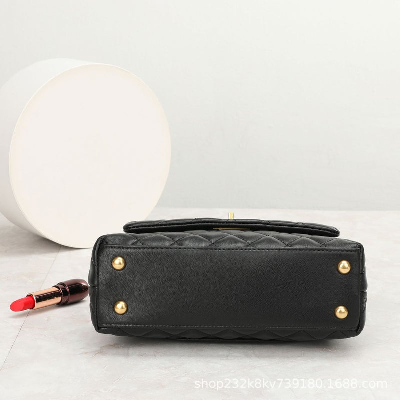 Style Bag Full Goatskin Large Capacity Single Shoulder Crossbody Women'S Bag With Diamond Chain Handbag Inside And Outside - Image 4