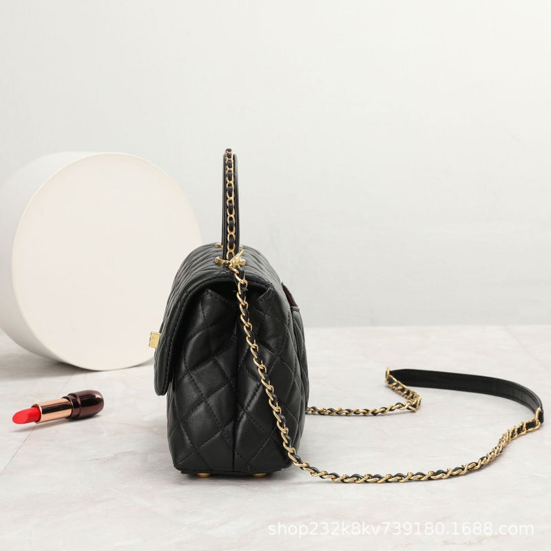 Style Bag Full Goatskin Large Capacity Single Shoulder Crossbody Women'S Bag With Diamond Chain Handbag Inside And Outside - Image 3