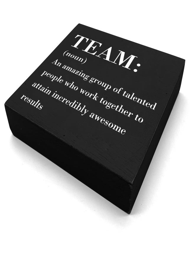 HTBIG Inspirational Team Noun Office Decor Desk Decor Wooden Box Sign Rustic Black Wood Block Plaque Box Sign for Home Office Desk Shelf Table Decoration Coworker Gift Team Definition send friends - Image 2