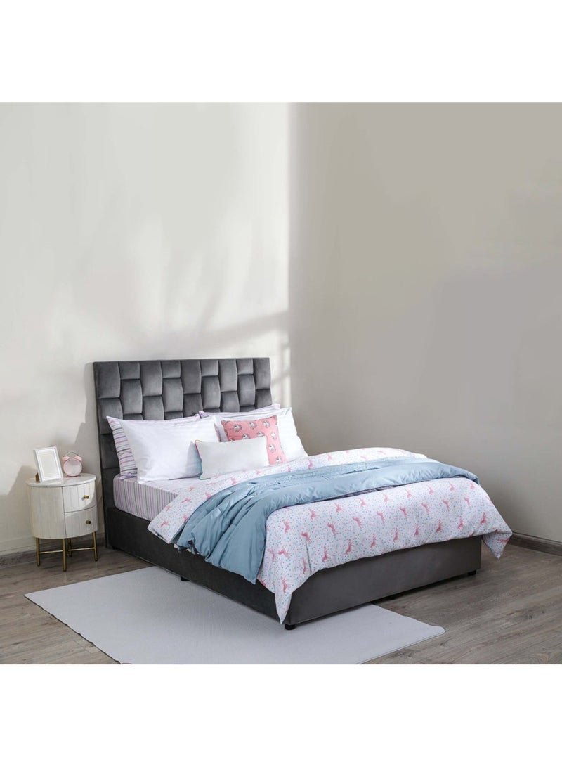 KARNAK Estorn Upholstered Velvet Bed Frame Bedroom Furniture Strong And Sturdy Modern Design Wooden Bed | Quiet & Comfortable Bed Queen Size 160x200cm Grey - Image 3