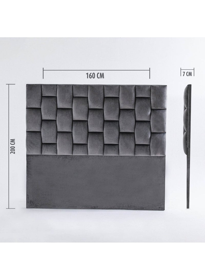 KARNAK Estorn Upholstered Velvet Bed Frame Bedroom Furniture Strong And Sturdy Modern Design Wooden Bed | Quiet & Comfortable Bed Queen Size 160x200cm Grey - Image 5
