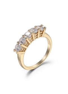 Hot- Direct 5-diamond Half-circle Diamond Ring Simple Fashion Gold-plated Inlaid White Zircon Ring For Women