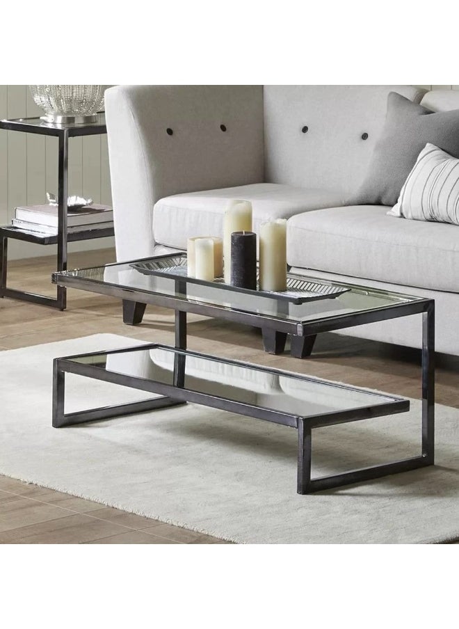 Metal and glass coffee table black - 100x50x50 cm - pzsku/ZA137253DE6108C164087Z/45/_/1730998348/7658110a-481a-403d-aa4a-7e4b8b5cc1b5