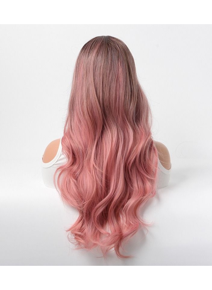Estelle Wig Female Long Curly Hair Big Wave Medium Long Full Headgear Pink Blonde - Image 4