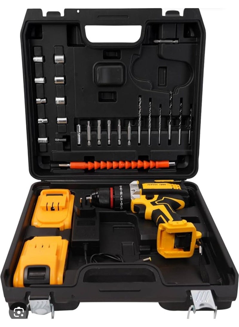 48Vf Cordless Electric Drill and Screwdriver Power Tool with 25+3 Torque Settings 2-Speed Adjustment Variable Speed Switch and Built-in LED Light - Image 2