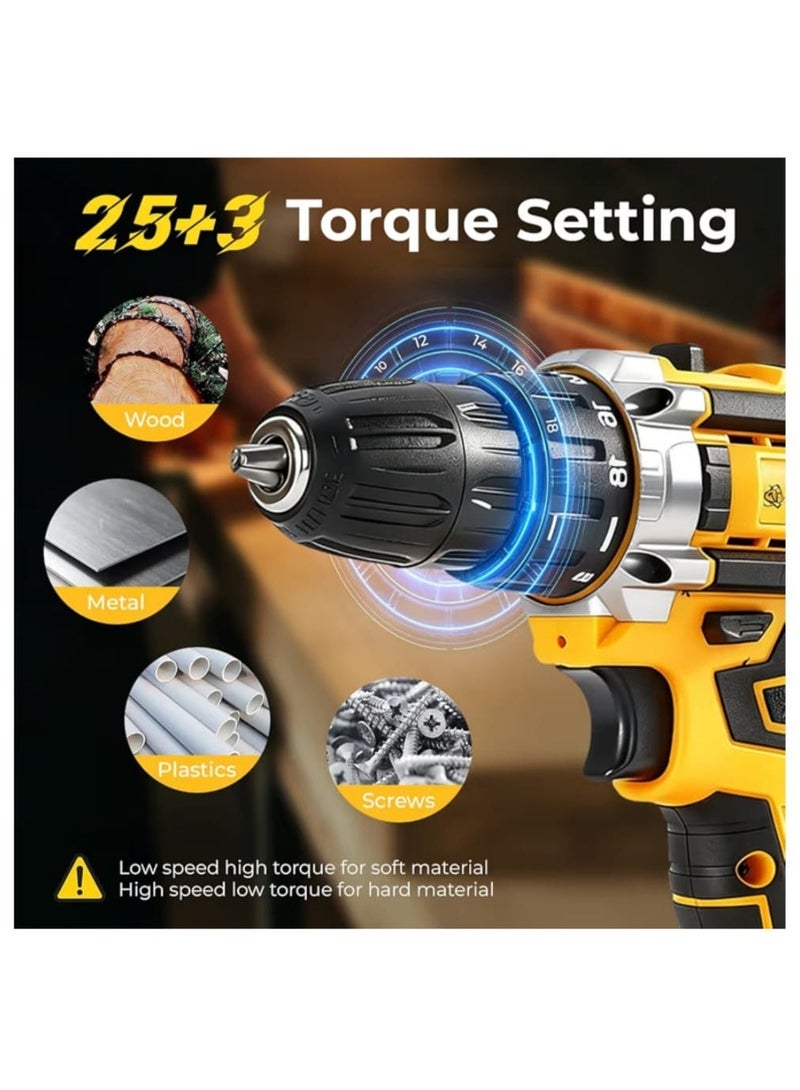 48Vf Cordless Electric Drill and Screwdriver Power Tool with 25+3 Torque Settings 2-Speed Adjustment Variable Speed Switch and Built-in LED Light - Image 5