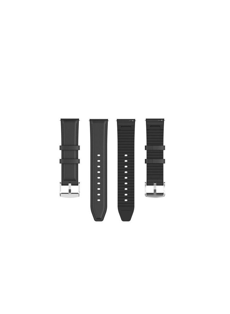 Huawei GT3 / GT2 / GT2 Pro / GT3 Pro - 46mm Silicone Leather Replacement Strap Watchband 22mm - Black - Image 4