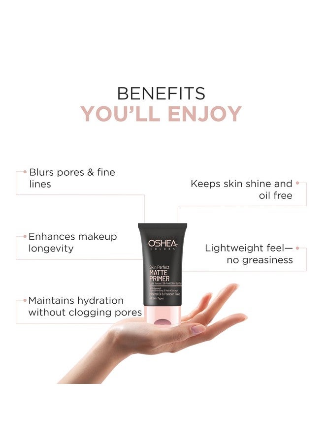 Oshea Colors Skin Matte Primer | Lightweight, Silky Texture | Minimizes Pores & Controls Shine | Hydrating HydraConcept Formula | Long-Lasting Matte Finish | 30ml - Image 4