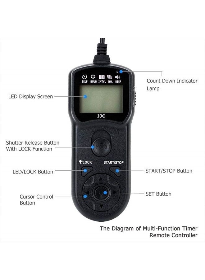 JJC - Replaces Canon RS-60E3 Timer Remote Control Shutter Release for Canon EOS R8 R50 R6 Mark II R10 R7 R6 Rp R 90D 80D 70D Rebel T8i T7 T7i T6 T6s T6i T5 SL3 M5 M6 Mark II G1X III II G3X G5X SX70 HS - Image 1