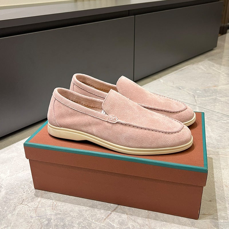 European Station Classic British Style Loafers Sheepskin Leather Tassel Slip-On Flats Couple Shoes - Image 1
