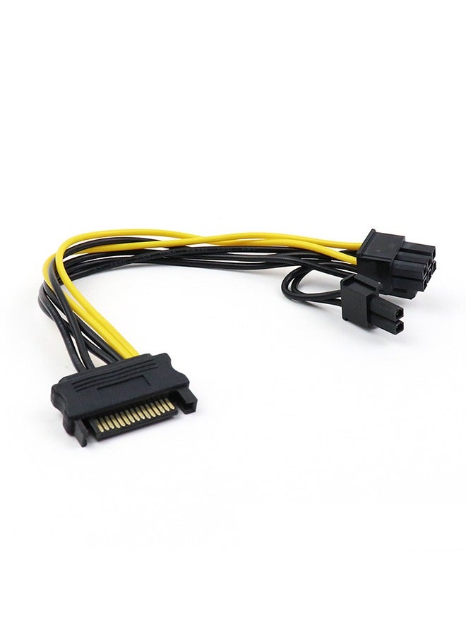15-Pin SATA Male to 8 Pin (6+2 Pin) PCI-Express Female Video Card Power Adapter Cable (20CM/8inch, 2Pcs)  - Image 3