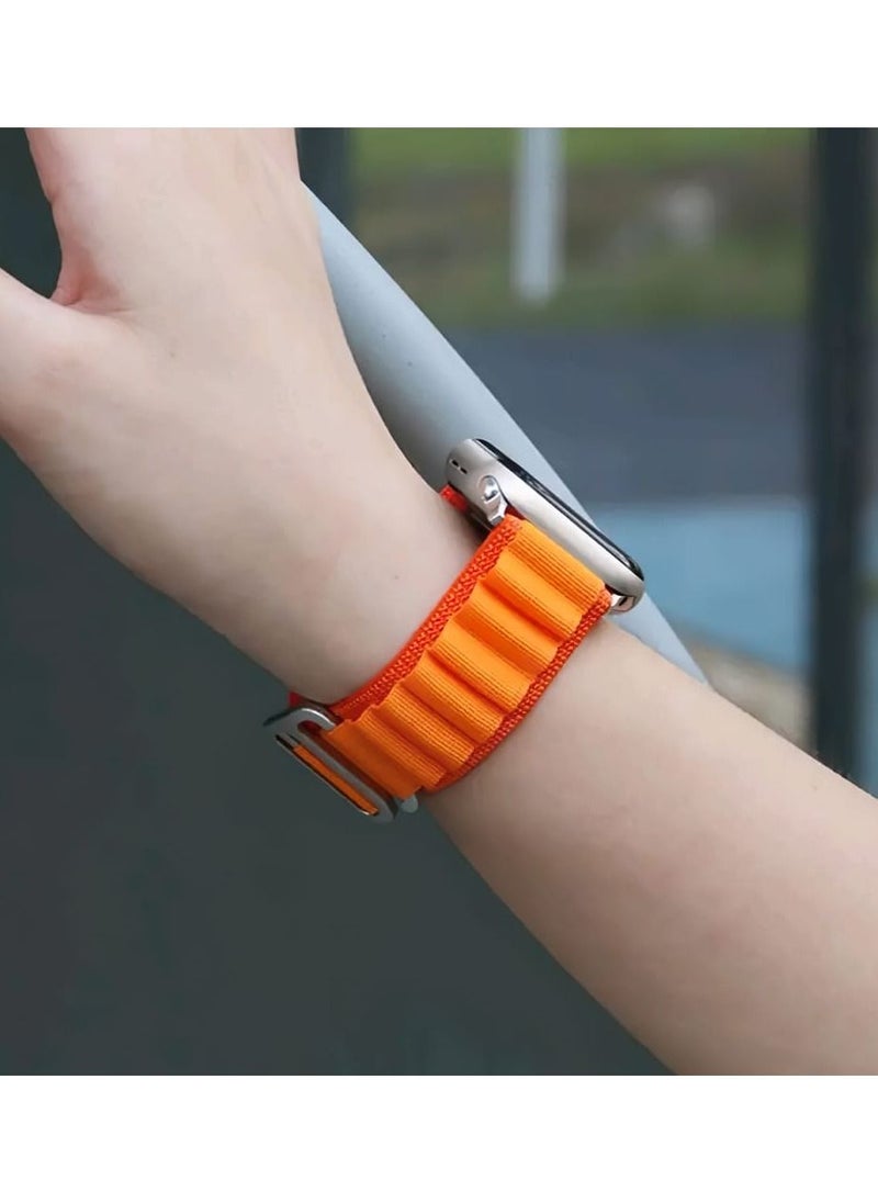 T-Rex - Replacement Apple Watch Ultra Alpine Loop Band Strap Compatible with 49MM/45MM/44MM/42MM for All Series -Orange - Image 1