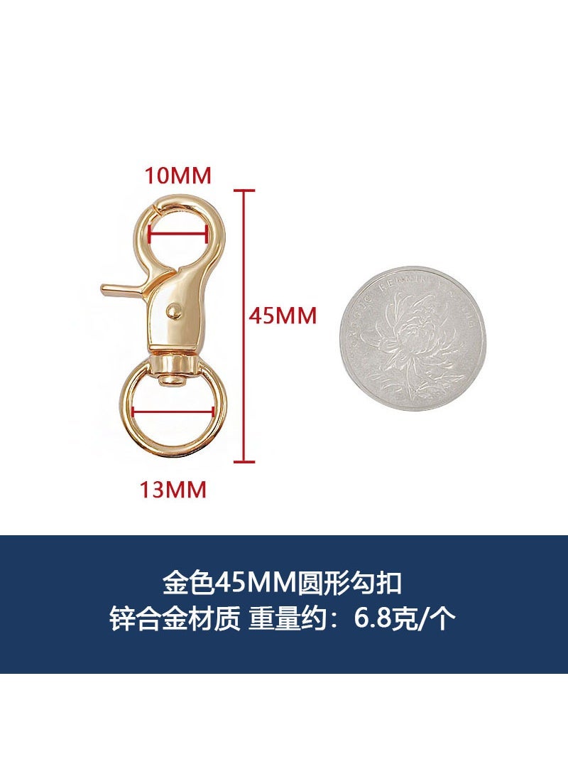 Wholesale Spring Clasp Lobster Claw for DIY Bag Gold 45mm round hook one 
