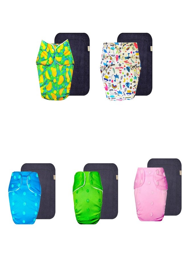 Dumbledo Premium Cloth Diaper with Gray Insert (Pack of 5) | Hypoallergenic | Reusable & Washable | Easy to Clean | Everyday Diapering Essential | 3 Months - 3 Years | Unisex Baby - Image 1