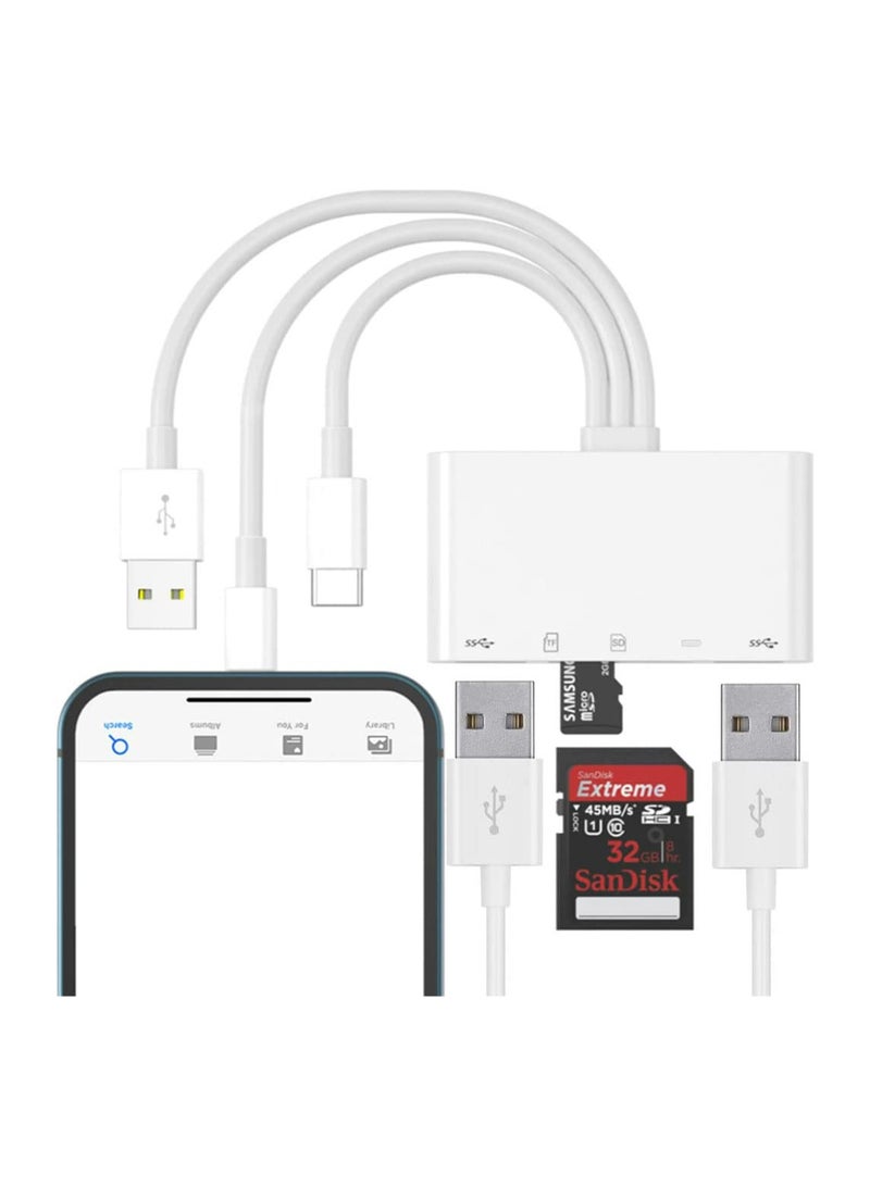 KASTWAVE SD Card Reader, 5 in 1 USB C SD Camera Memory Card Reader, Plug N Play for iPhone, iPad, Android, Mac, Computer, Camera, MacBook, Supports SD, Micro SD, SDHC, SDXC, MMC and USB OTG  - Image 1