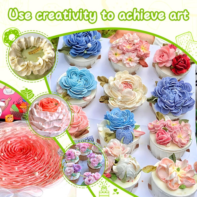 Suuker Fondant Rose Piping Tips Set, Stainless Steel Cake Decorating Pastry Tools, Cake Decorating Supplies Baking Set Tools (7 Pieces) - Image 3