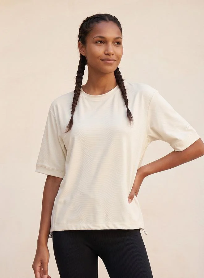 Kappa WHITE Kappa Textured 4-Way Stretch T-shirt for Women | Best Price UAE