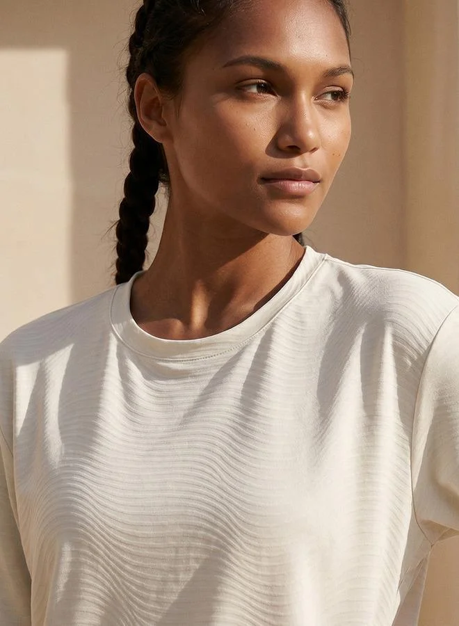 Kappa WHITE Kappa Textured 4-Way Stretch T-shirt for Women | Best Price UAE