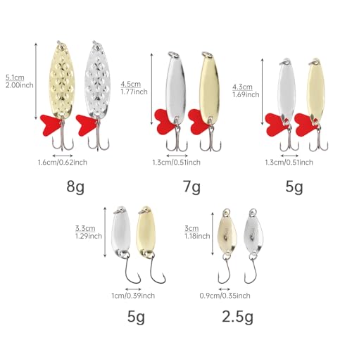 OriGlam 10pcs Metal Spoons Lures Kit With Hook Tackle Box, Hard Fishing Lures, Sequin Baits for Trout, Panfish, Bass - Image 5