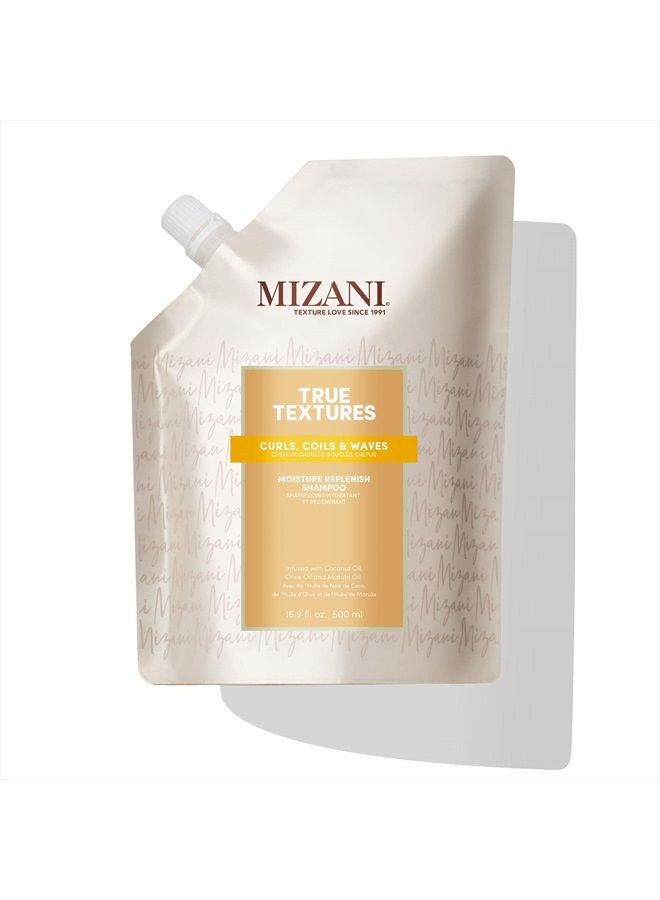 Mizani True Textures Moisture Replenish Shampoo | Smooths & Hydrates | with Coconut Oil | Sulfate & Paraben-Free | for Curly Hair | 16.9 Fl Oz - Image 1