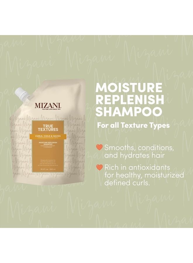 Mizani True Textures Moisture Replenish Shampoo | Smooths & Hydrates | with Coconut Oil | Sulfate & Paraben-Free | for Curly Hair | 16.9 Fl Oz - Image 3