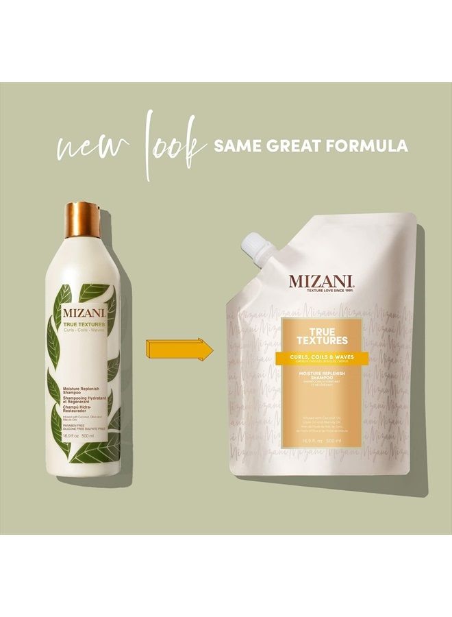Mizani True Textures Moisture Replenish Shampoo | Smooths & Hydrates | with Coconut Oil | Sulfate & Paraben-Free | for Curly Hair | 16.9 Fl Oz - Image 2
