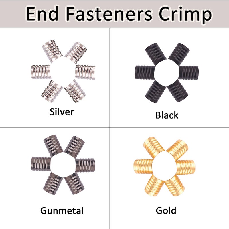 YESSZ Foldable Metal End Fasteners Crimp with Cylindrical Openings Leather Rope Clips for Jewelry Making, Bags Caps DIY Crafts 200pcs 8mm (Mixed Color (Each Color 50pcs)) - Image 5
