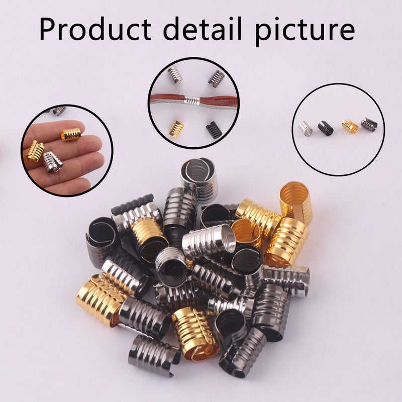 YESSZ Foldable Metal End Fasteners Crimp with Cylindrical Openings Leather Rope Clips for Jewelry Making, Bags Caps DIY Crafts 200pcs 8mm (Mixed Color (Each Color 50pcs)) - Image 4