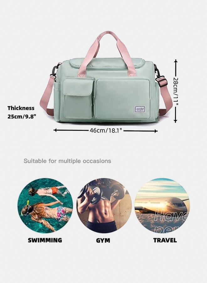 Gym Bag for Women, Waterproof Travel Duffel Bag Carry On Weekender Bag with Shoe Compartment & Wet Pocket, Gym Tote Bag for Travel, Workout, Sport, Green,, Gym Bags  - Image 2