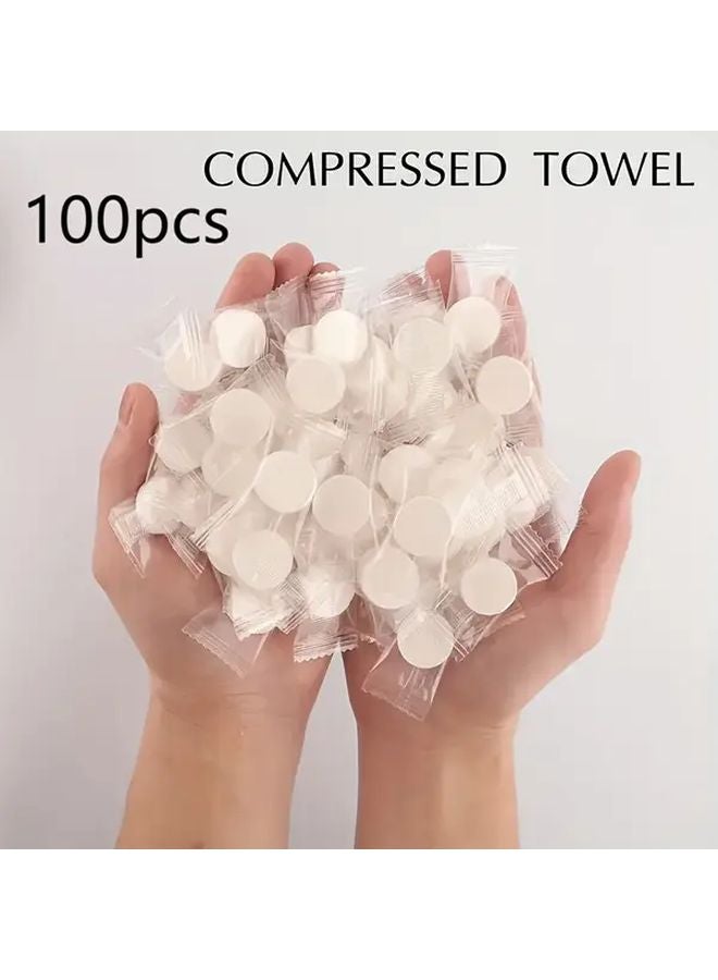 100 Pcs Compressed Towels Portable Disposable Wet Wipes Sanitary Napkins For Travel Hiking - Image 1