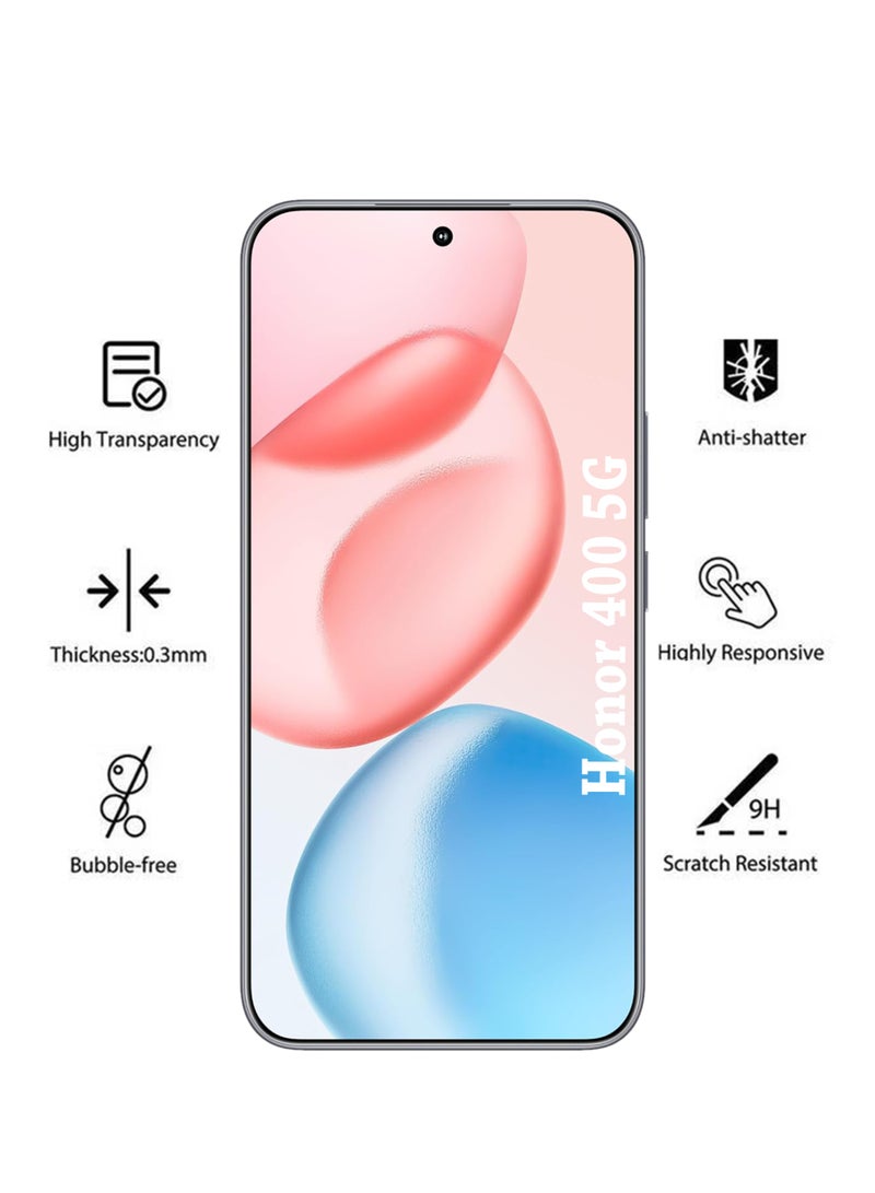 ولديك واقي شاشة لهاتف Honor 400 5G | زجاج مقسّى متوافق مع هاتف Honor 400 5G | واقي شاشة عالي الدقة بالكامل، زجاج مقسّى مضاد للخدش، تغطية كاملة من الحافة إلى الحافة مع طقم تركيب سهل - أسود - Image 2