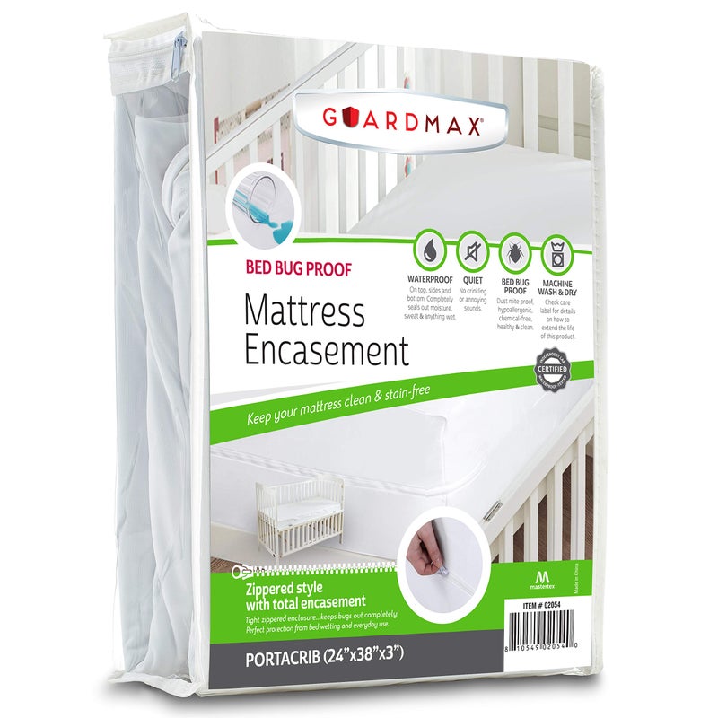 Guardmax Jersey Knitted Mini Crib Size Zippered Mattress Encasement - Waterproof & Bed Bug Proof Mattress Protector - Comfortable, Soft, and Noiseless Zippered Bedding - Dust Mite Proof (24 x 38 x 3) - Image 1
