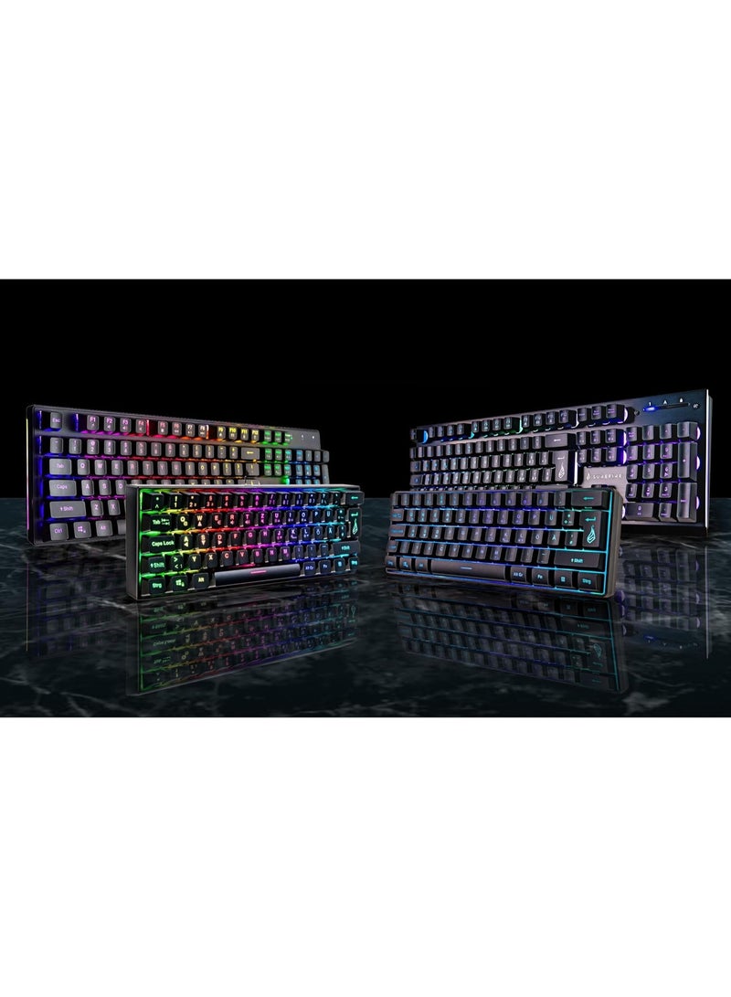 SureFire Kingpin X1 60% Gaming Keyboard US English, Gaming Multimedia Keyboard Small & Mobile, RGB Keyboard with Lighting, 25 Anti-Ghosting Keys, American Layout QWERTY - Image 4
