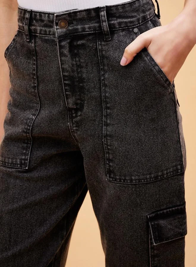 ساسافراس High Rise Multi Pockets Balloon Fit Jeans by Styli