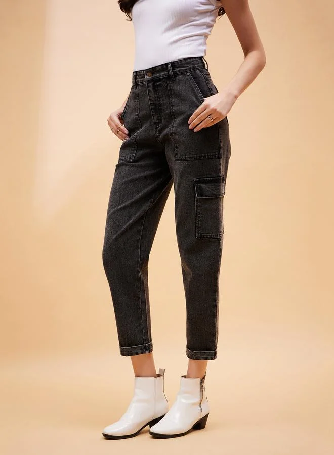 ساسافراس High Rise Multi Pockets Balloon Fit Jeans by Styli
