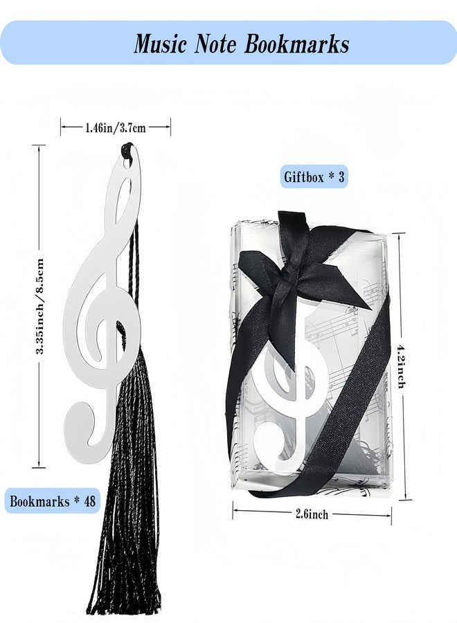 Cansybil 48 Pcs Metal Music Bookmark with Elegant Silk Tassel, Stainless Steel Bookmark, Skeleton Art Bookmarks, Gift for Guestbook Lovers (Silver) - Image 2