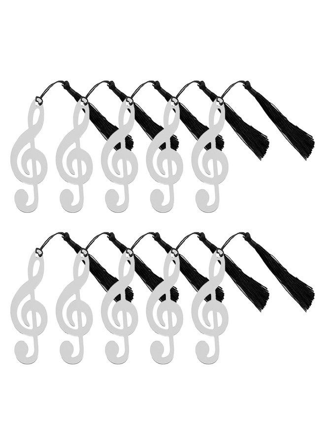 Cansybil 48 Pcs Metal Music Bookmark with Elegant Silk Tassel, Stainless Steel Bookmark, Skeleton Art Bookmarks, Gift for Guestbook Lovers (Silver) - Image 1