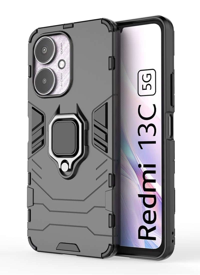 CaseNeo Redmi 13C/Xiaomi POCO C65 Case Cover with Bracket, Kickstand Shell Back Cover Scratch-Resistant Shock-Absorbing Protector Accessories Kickstand Stand Magnetic Car Ring Holder Protection  - Image 1